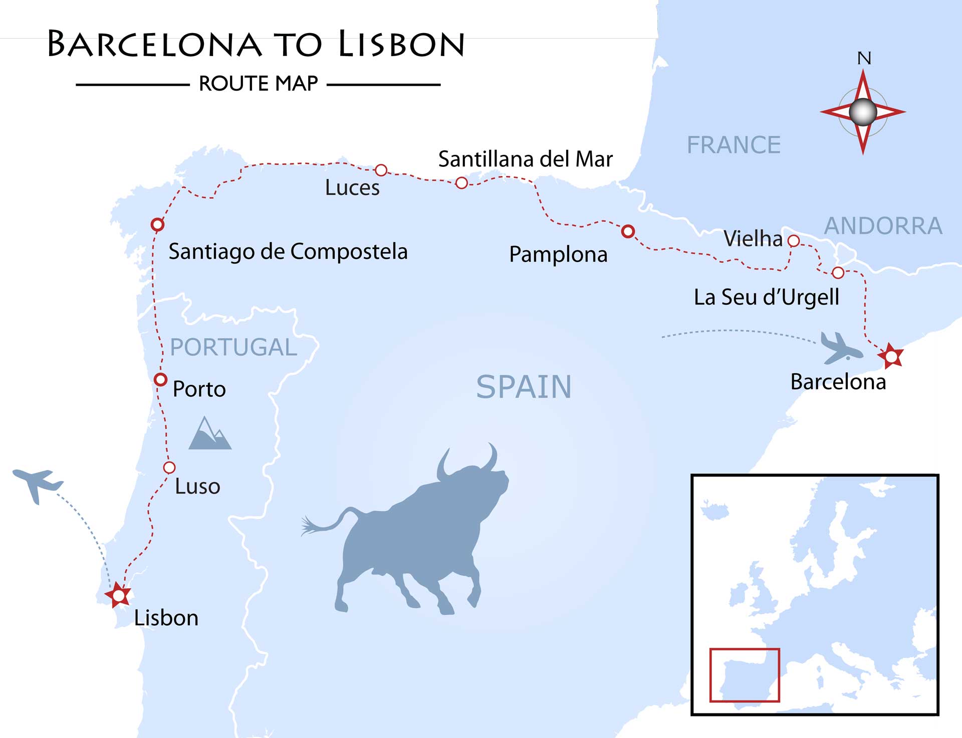 Barcelona to Lisbon Map