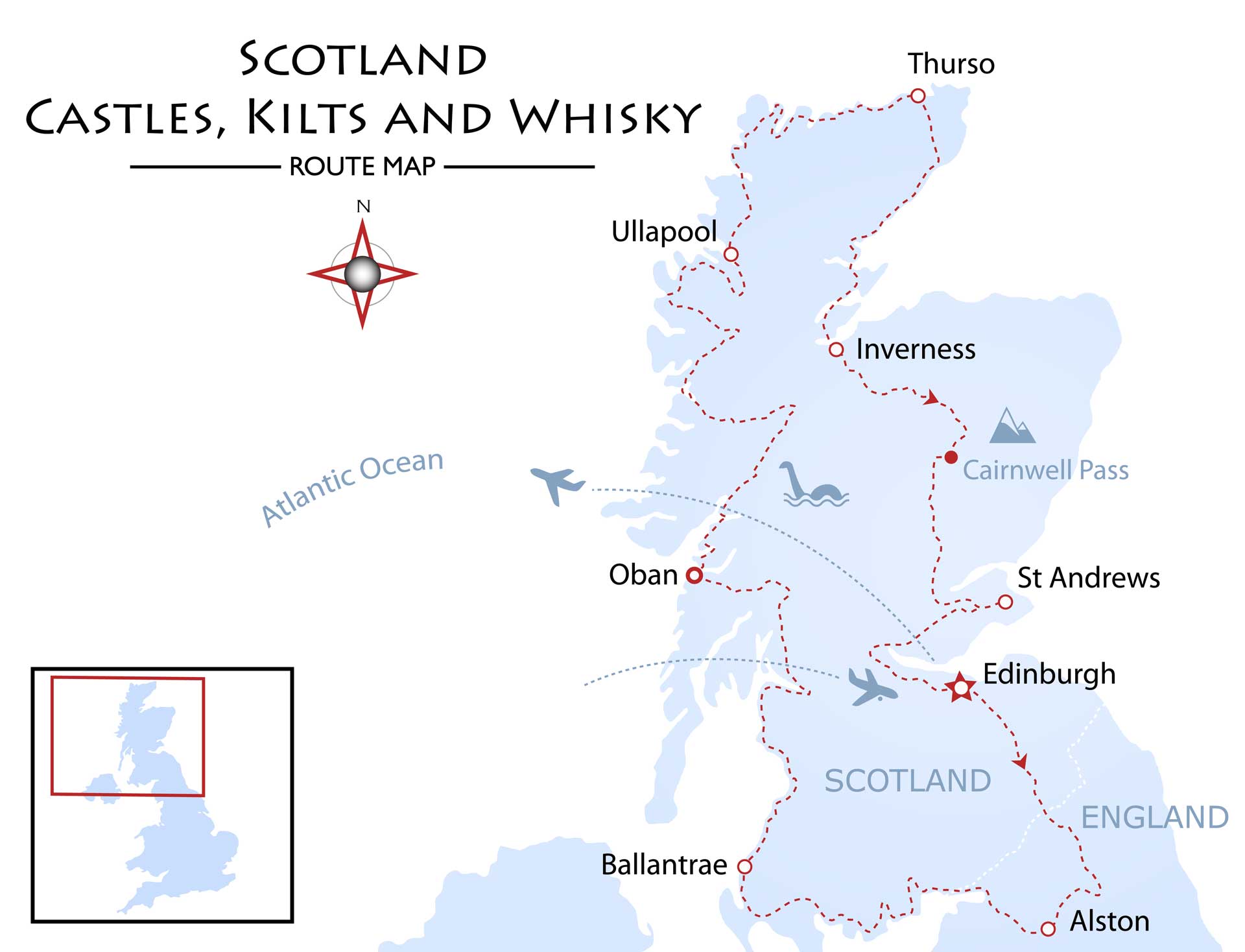 Scotland - Castles, Kilts and Whisky Tour Map