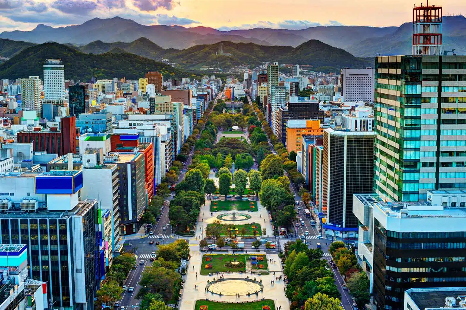 Cityscape of Sapporo at Odori Park