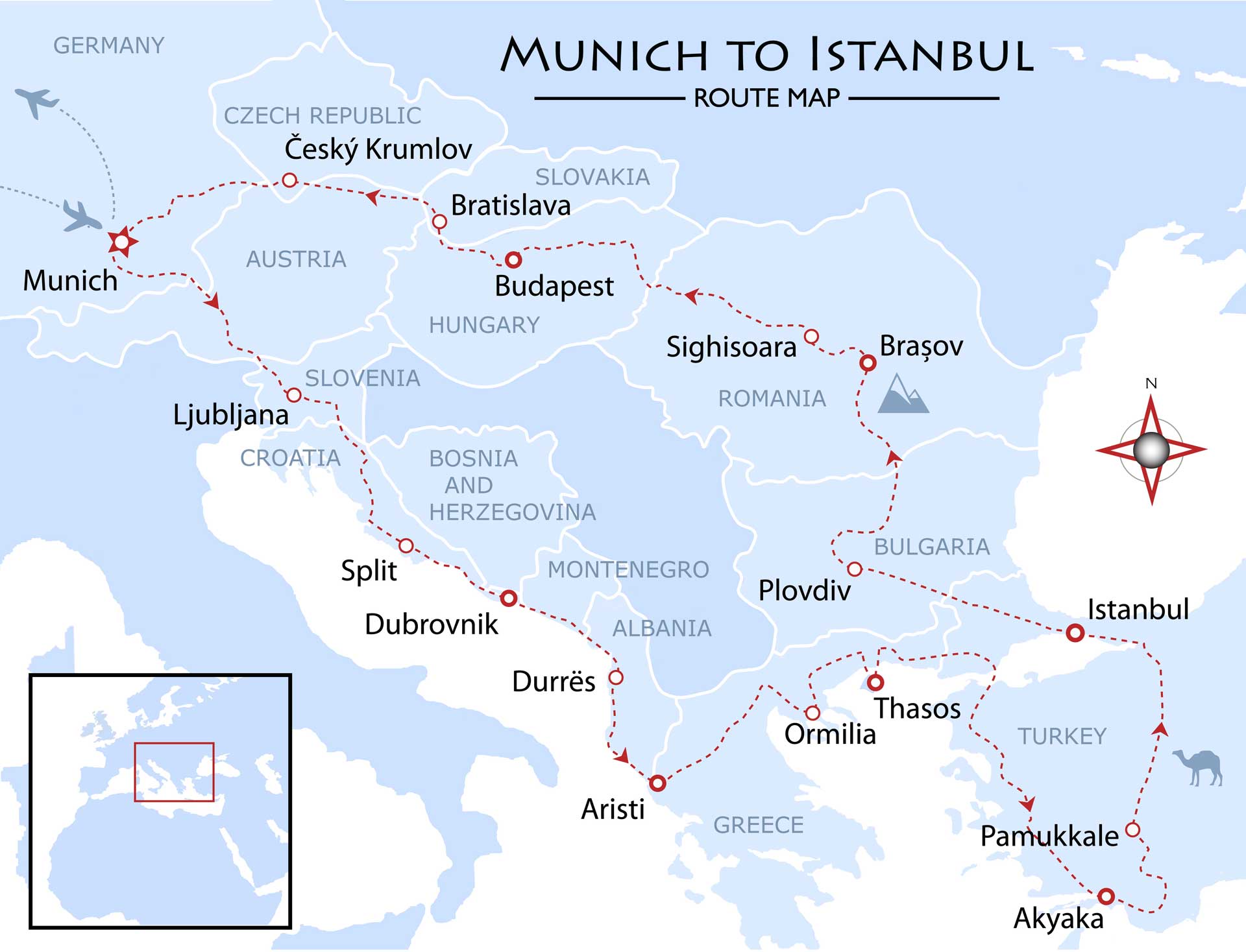 Munich to Istanbul Map