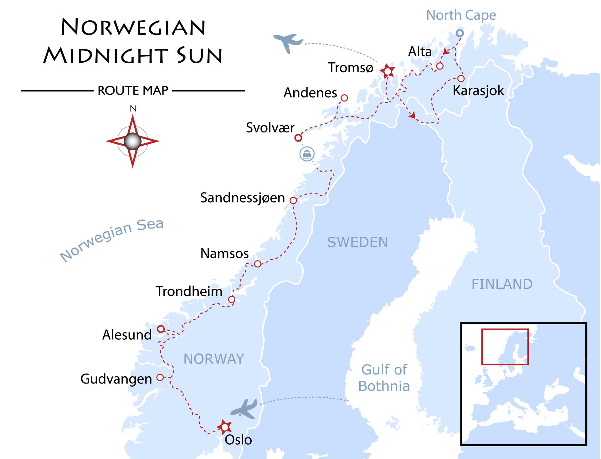 Norwegian Midnight Sun Map